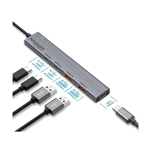 Promate LITEHUB-PRO, Multi-Port 10Gbps USB-C Data Hub