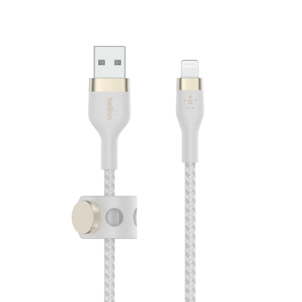 Belkin Boost charge Pro Flex USB-A Braided Silicone Cable with Lightning Connector -3M, White| CAA010BT3MWH