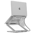 Levelo AeroLink Laptop Stand With Built-In Portable 7 In 1 Hub - Silver