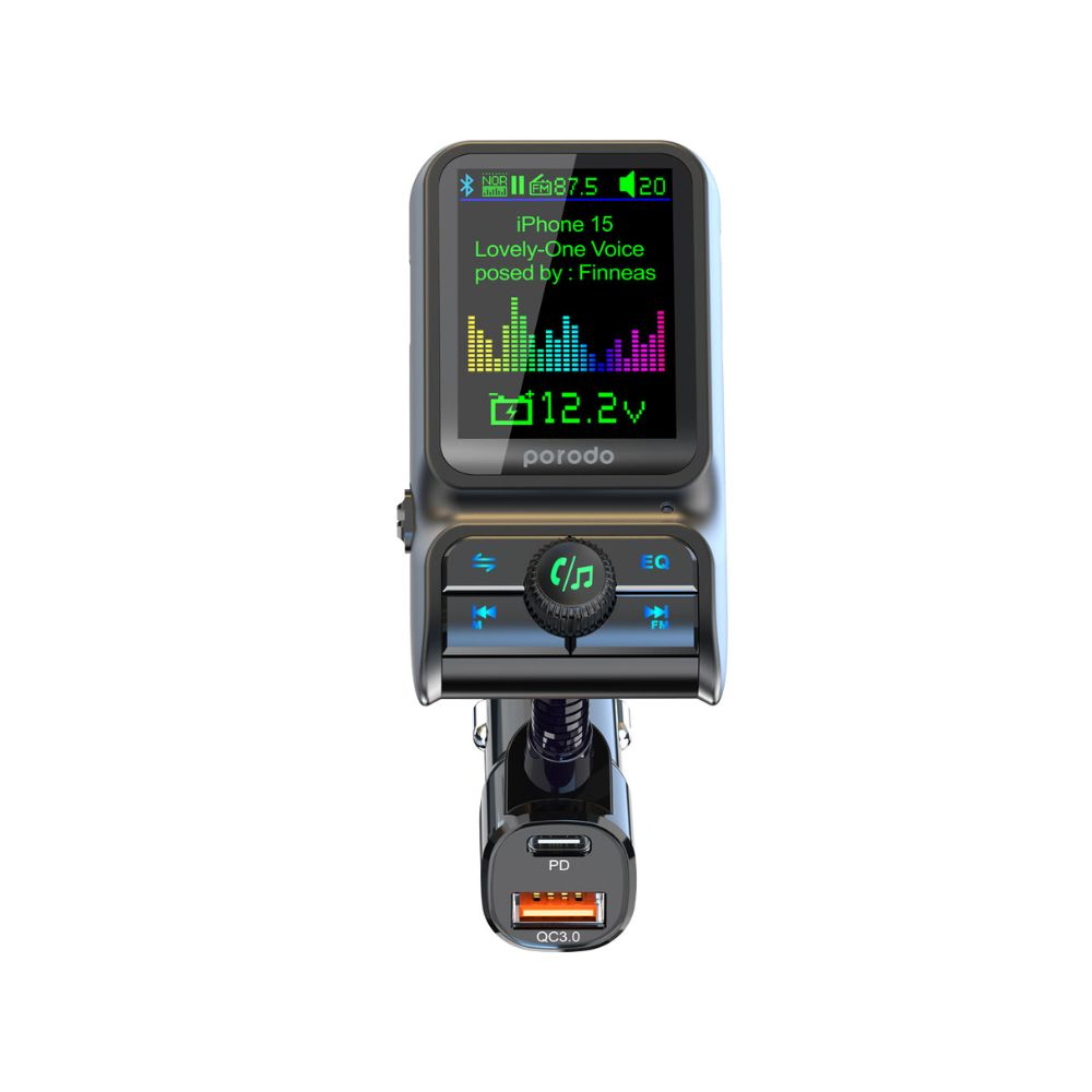 Porodo Dual Port Car Charger FM Transmitter PD 36W QC 18W