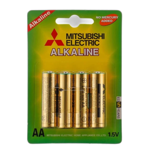 Mitsubishi AA Alkaline Battery 1.5 Volt Pack of 4 for Household Items, Electronic Products LR6 - AA