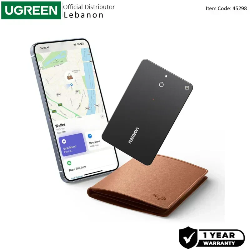 UGREEN Ultra-Slim Bluetooth Tracker for Wallets & Keys - Apple Find My Certified, Waterproof & Rechargeable - CM817 45298