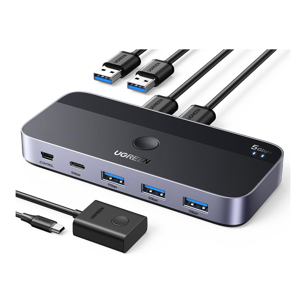 UGREEN 2 PCs Share 4 USB Devices (3 X USB-A 3.0 + 1 USB-C)