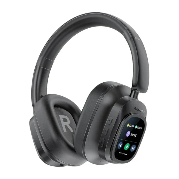 Promate VuTune High-Definition Hybrid ANC Headphones with Detachable Magnetic LCD Touch Screen Controller