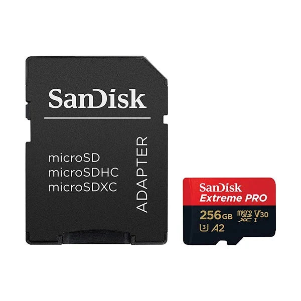 SanDisk Extreme Pro MicroSDXC 256GB + SD Adapter 190mb/s 90mb/s A2 C10 V30 U - SDSQXCD-256G-GN6MA