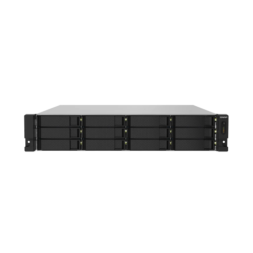 12-Bay AL324 quad-core 1.7 GHz rackmount NAS with 250W redundant PSU, 4GB DDR4 UDIMM RAM (max 16GB), SATA 6Gb/s, 2x 10GbE SFP+, 2x 2.5GbE, 1x PCIe Gen2 x2 slot