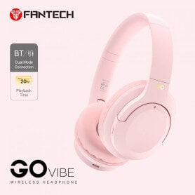Fantech WH05 Go Vibe WIRELESS HEADPHONES, DUAL MODE CONNECTION BT5.3 3.5MM JACK GAMING HEADSET (Pink)