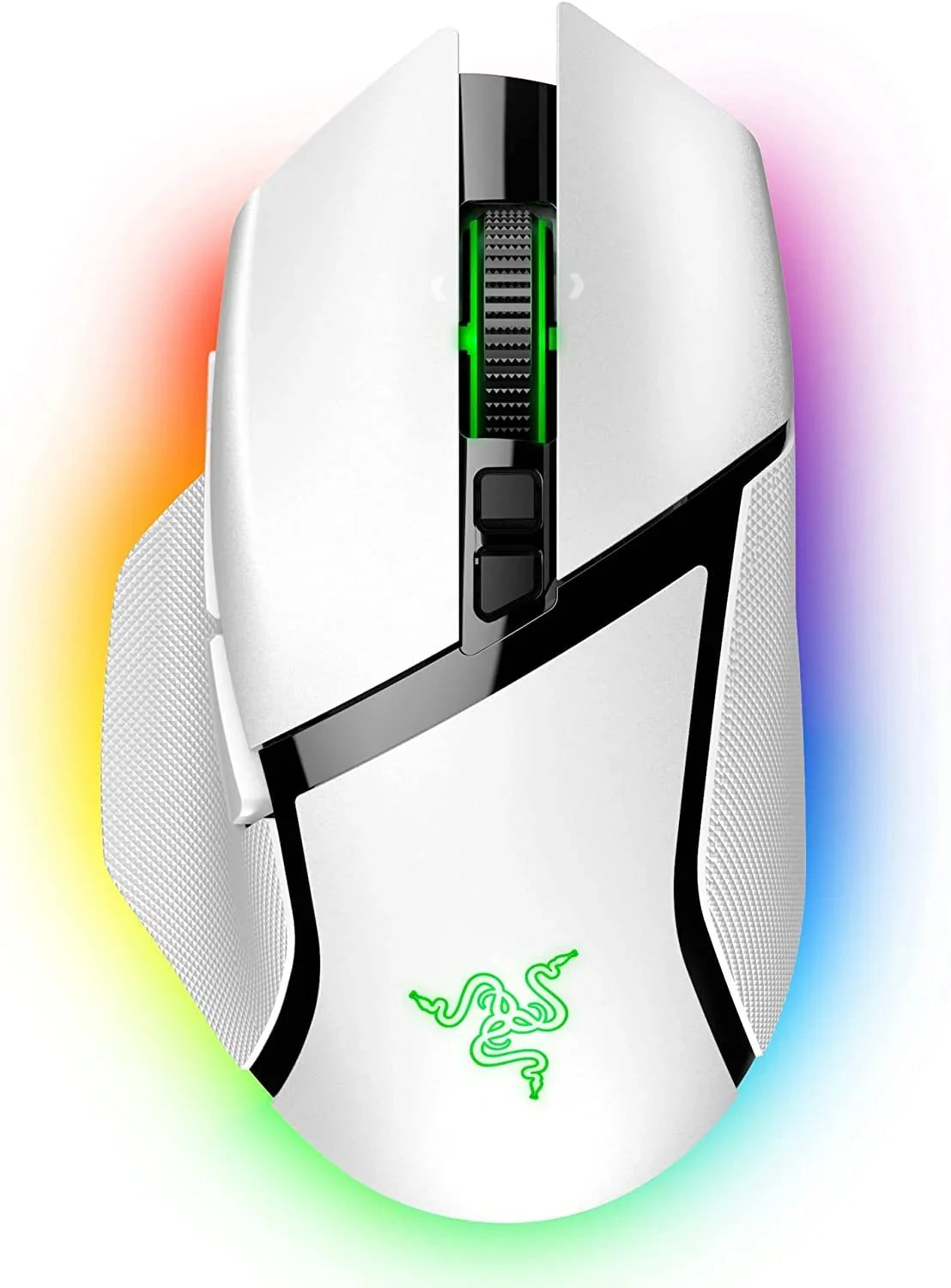 Basilisk V3 Pro - White Customizable Wireless Gaming Mouse: Fast Optical Switches Gen-3 - HyperScroll Tilt Wheel - Chroma RGB - 11 Programmable Buttons