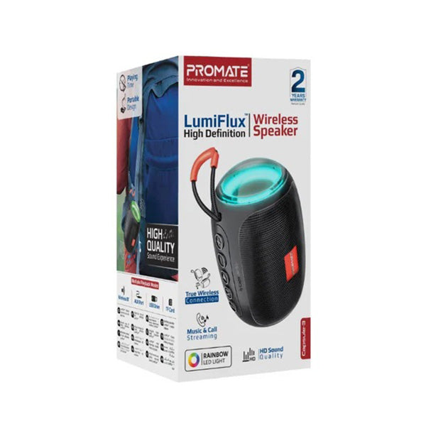 Promate Capsule-3 LumiFlux Black - Wireless Speaker