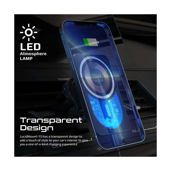 LucidMount-15, 15W MagSafe Transparent Car Wireless Charger