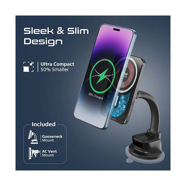 LucidMount-15, 15W MagSafe Transparent Car Wireless Charger