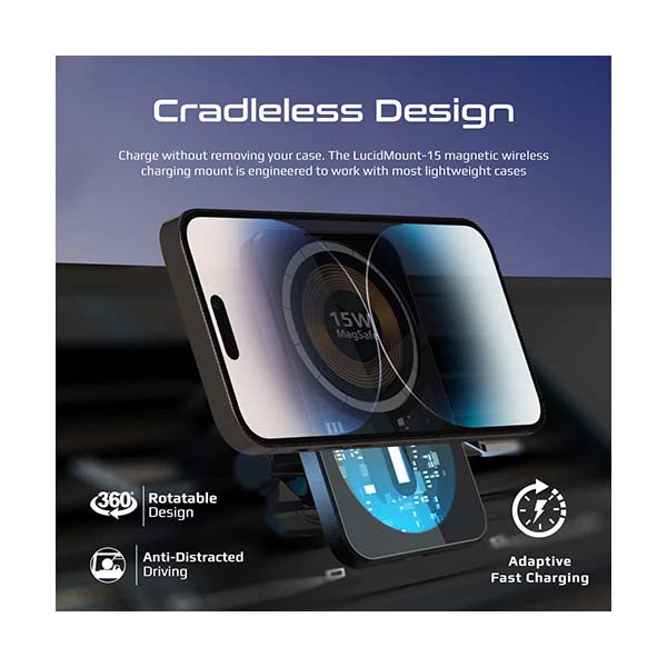 LucidMount-15, 15W MagSafe Transparent Car Wireless Charger