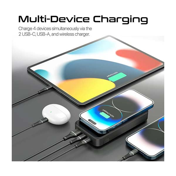 AuraTorq-20, Ultra Slim 15W Wireless Charging Power Bank with 20Watt PD & QC3.0