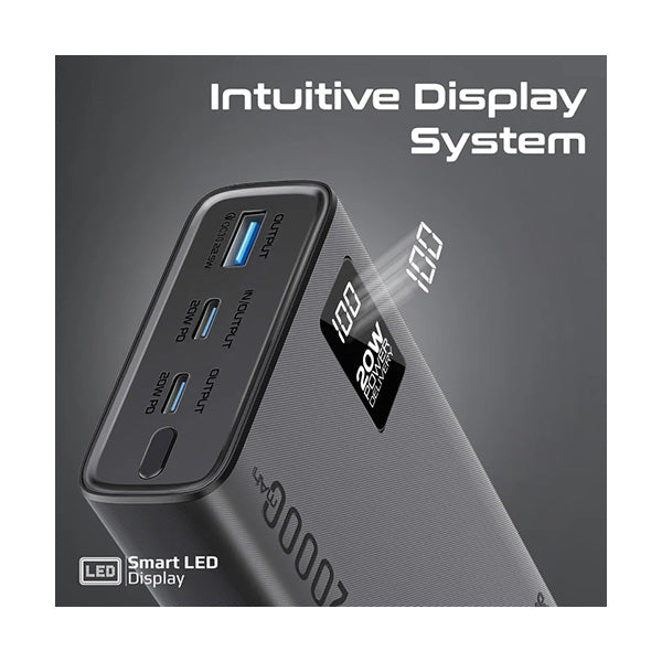 Promate Bolt-20PD, Compact Smart Charging Power Bank with 20W PD Dual USB-C and 22.5W USB-A Ports