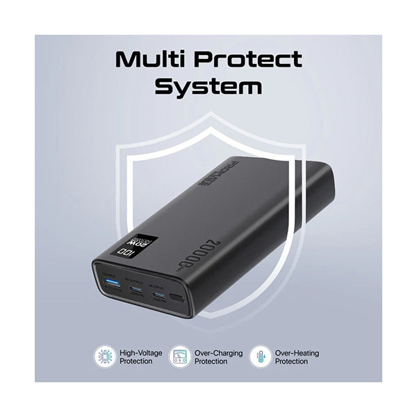 Promate Bolt-20PD, Compact Smart Charging Power Bank with 20W PD Dual USB-C and 22.5W USB-A Ports