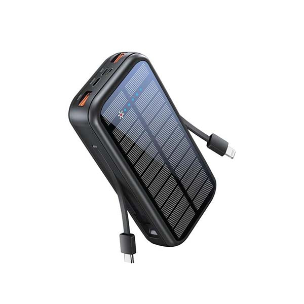 SolarTank-20PDCi, 20000mAh EcoLight™ Solar Power Bank with Built-in USB-C & Lightning Cables