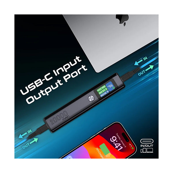 Promate Titan-130, Sleek 130W Multi-Port Power Delivery Power Bank with TFT LCD Screen