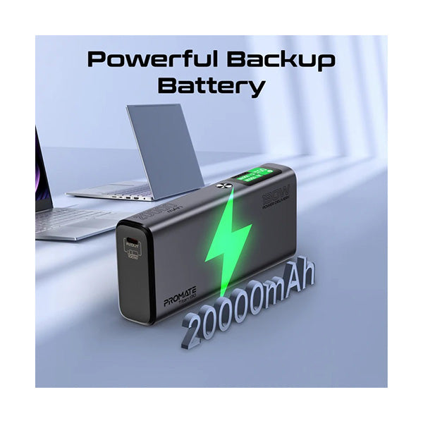 Promate Titan-130, Sleek 130W Multi-Port Power Delivery Power Bank with TFT LCD Screen