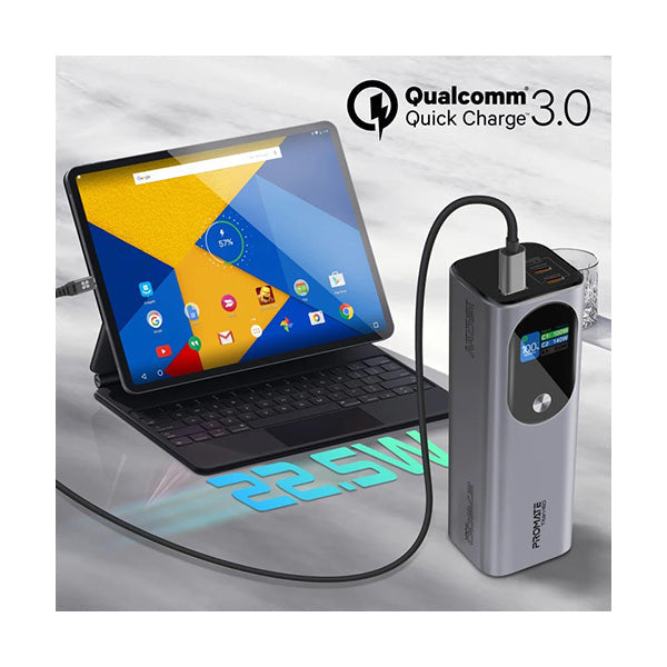 Promate Titan-160, Ultra-Compact 160W Multi-Port PD 3.1 Power Bank with TFT LCD Screen