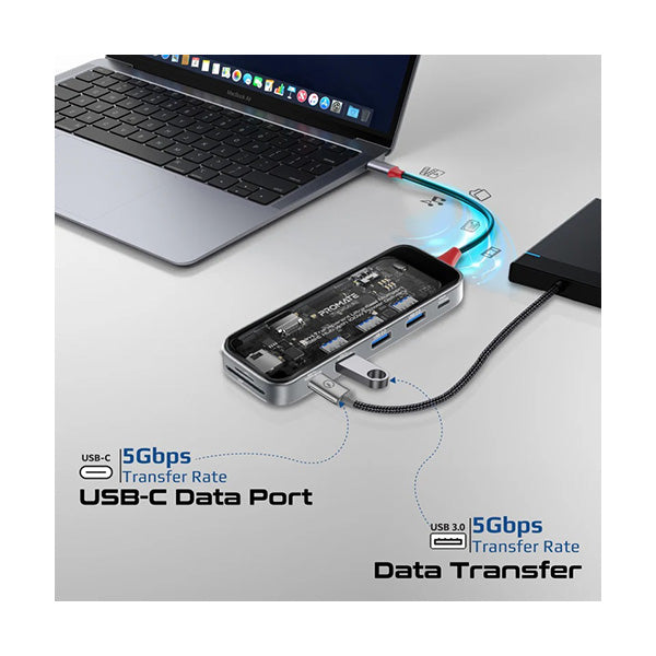 9-in 1 Transparent Ultra-Fast Multiport USB-C Hub with 100W Power Delivery