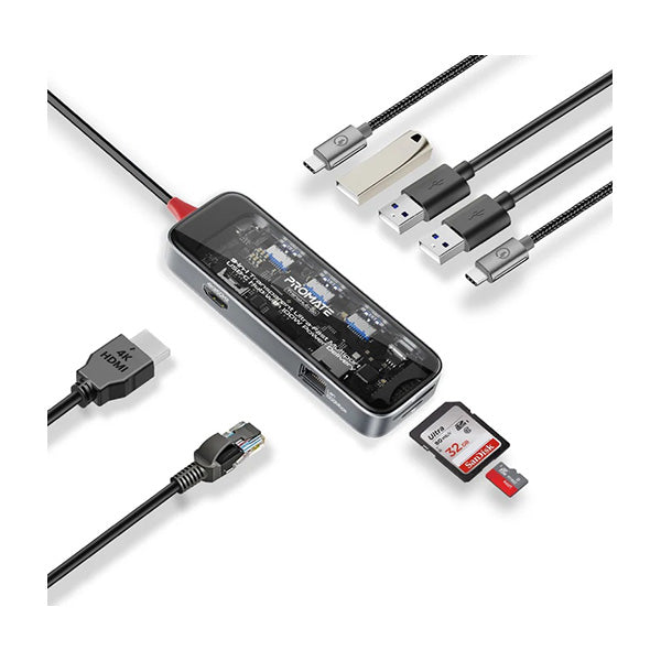 9-in 1 Transparent Ultra-Fast Multiport USB-C Hub with 100W Power Delivery