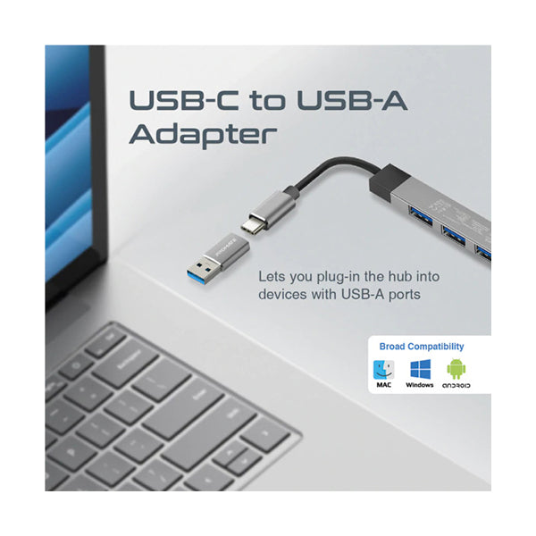 Promate LiteHub-4 4-in-1 Multi-Port USB-C Data Hub