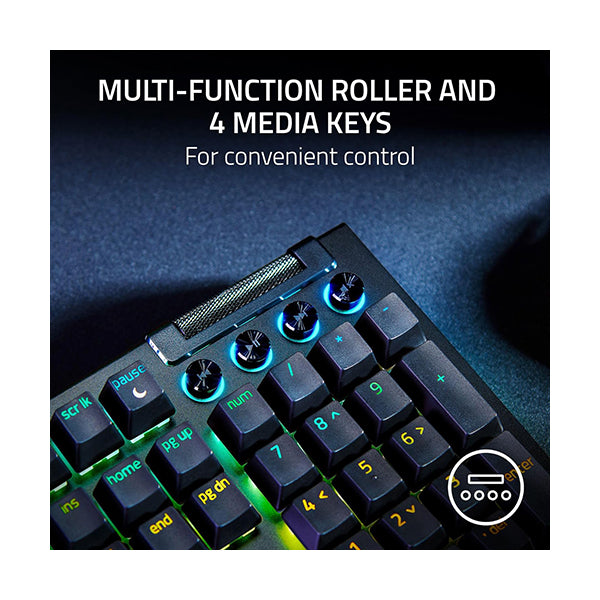 Razer BlackWidow V4, Green Mechanical Switches, 6 Dedicated Macro Keys, 2-Side Underglow and Per-Key Lighting, Mechanical Gaming Keyboard Chroma RGB - RZ03-04690100-R3M1