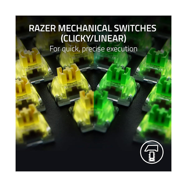 Razer BlackWidow V4, Green Mechanical Switches, 6 Dedicated Macro Keys, 2-Side Underglow and Per-Key Lighting, Mechanical Gaming Keyboard Chroma RGB - RZ03-04690100-R3M1