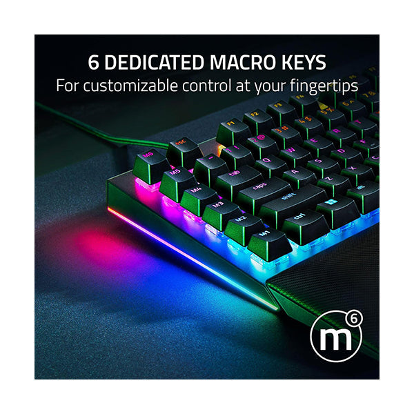 Razer BlackWidow V4, Green Mechanical Switches, 6 Dedicated Macro Keys, 2-Side Underglow and Per-Key Lighting, Mechanical Gaming Keyboard Chroma RGB - RZ03-04690100-R3M1