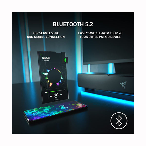 Razer Leviathan V2: Multi-Driver PC Gaming Soundbar with Subwoofer - THX Spatial Audio - Compact Design - Chroma RGB - Bluetooth 5.2 - for PC, Desktop/Laptop, Smartphones, Tablets & Nintendo Switch - RZ05-03920100-R3G1