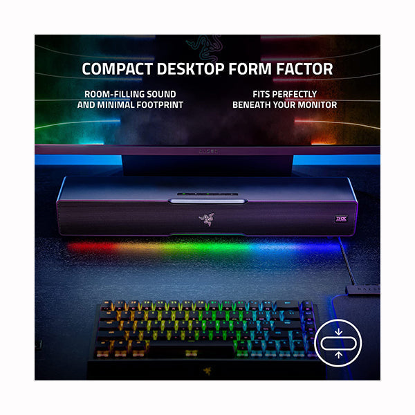 Razer Leviathan V2: Multi-Driver PC Gaming Soundbar with Subwoofer - THX Spatial Audio - Compact Design - Chroma RGB - Bluetooth 5.2 - for PC, Desktop/Laptop, Smartphones, Tablets & Nintendo Switch - RZ05-03920100-R3G1