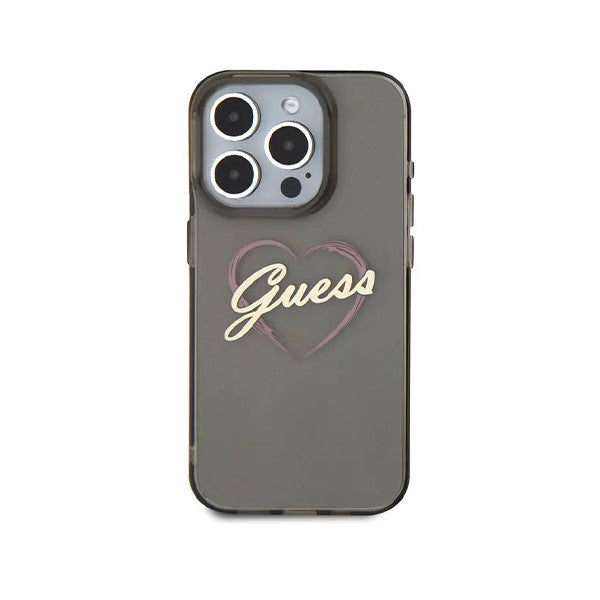 Guess IML Hard Case with Heart Logo for iPhone 16 Pro Max