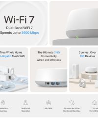 TPLink Deco BE25 BE3600 Whole Home Mesh WiFi 7 System 1-pack