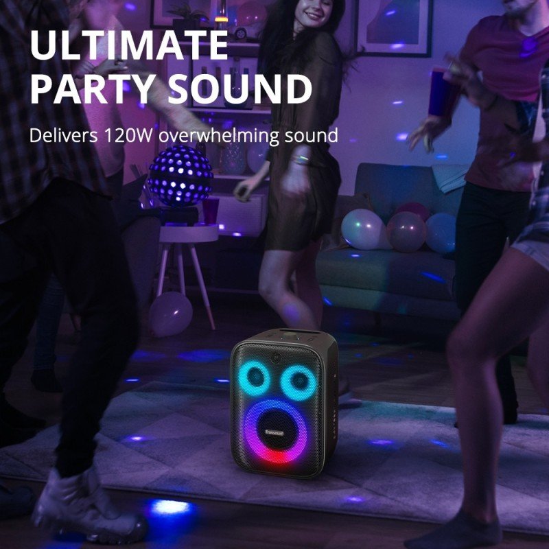Tronsmart Halo 200 120W Karaoke Bluetooth Party Speaker with Sound Pulse Audio & Built-in Power bank, Up to 18 Hours of Playtim