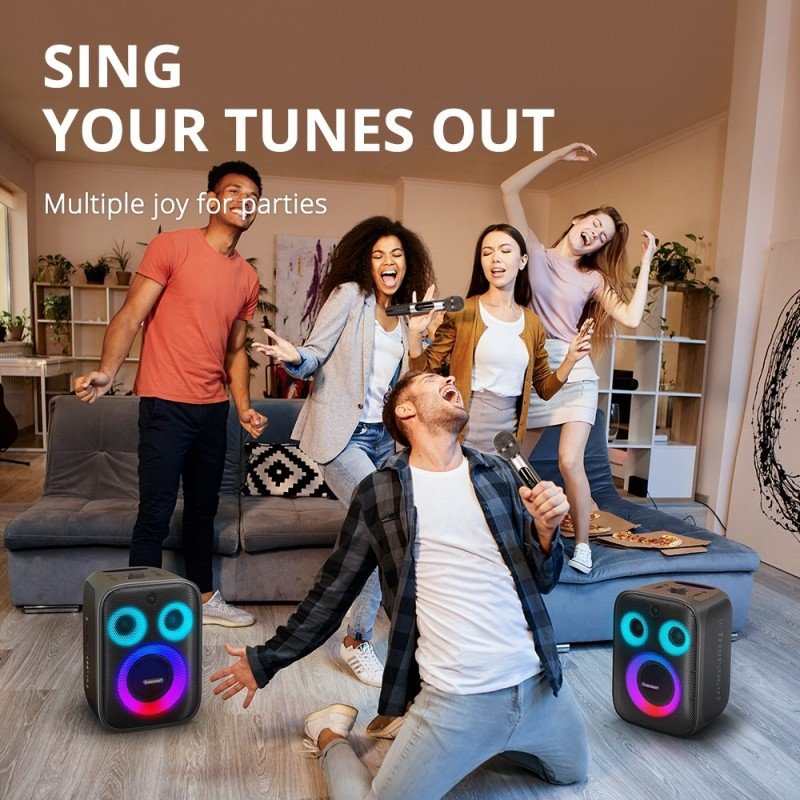 Tronsmart Halo 200 120W Karaoke Bluetooth Party Speaker with Sound Pulse Audio & Built-in Power bank, Up to 18 Hours of Playtim