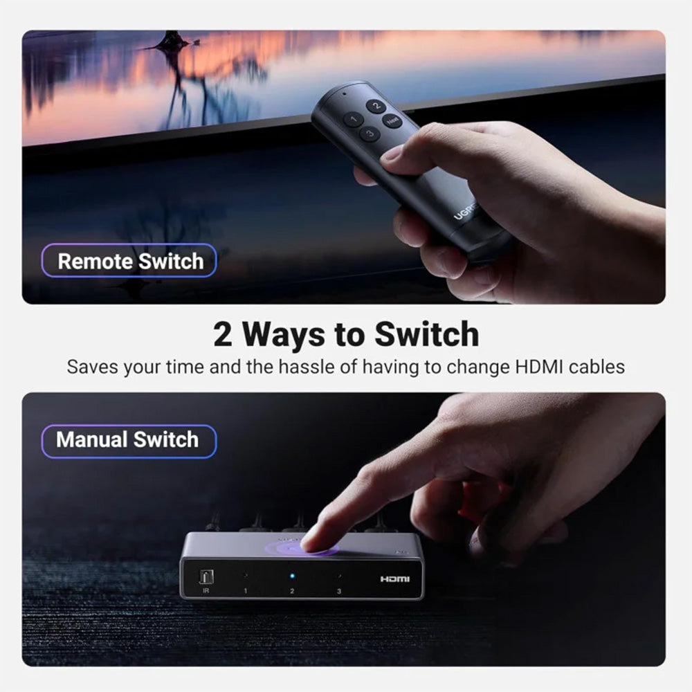 UGREEN Ultra HD 8K @60hz HDMI 2.1 Switch 3 IN 1 OUT