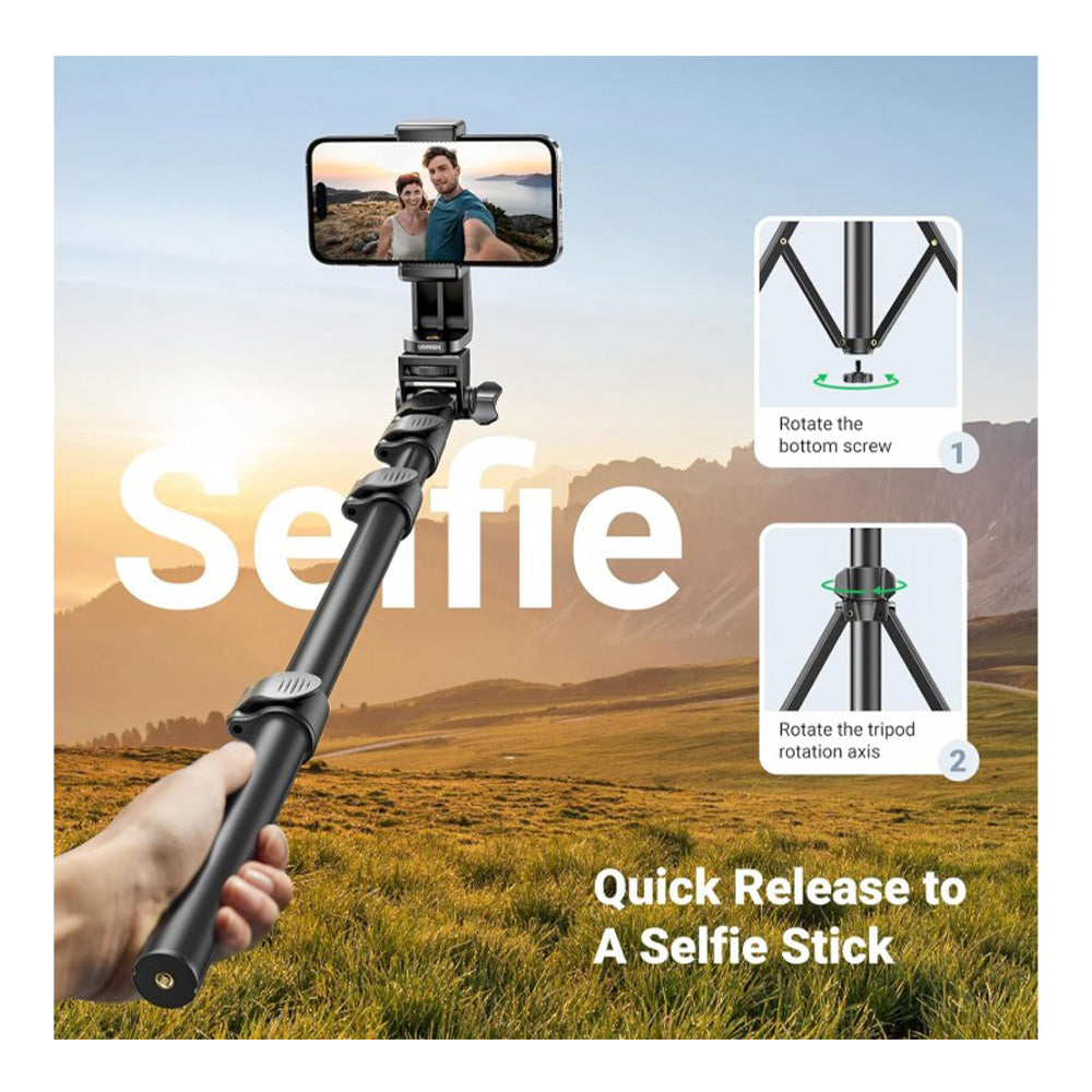 UGREEN Dual Function Selfie Stick & Tripod with Bluetooth Remote, Expandable form 58.4cm to 178cm