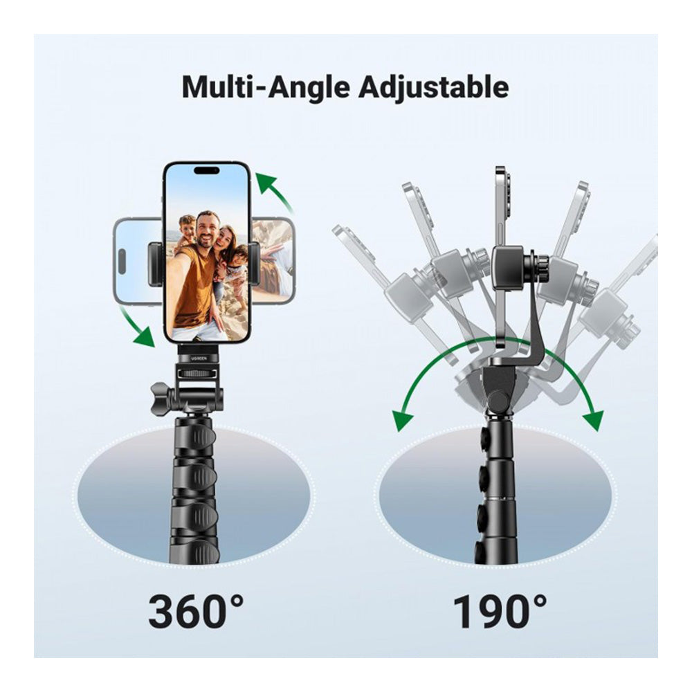 UGREEN Dual Function Selfie Stick & Tripod with Bluetooth Remote, Expandable form 58.4cm to 178cm