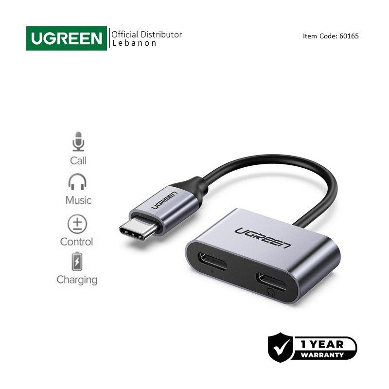UGREEN 2-in-1 Type-C to Type-C Audio + PD USB-C Charging Adapter - CM232 6016