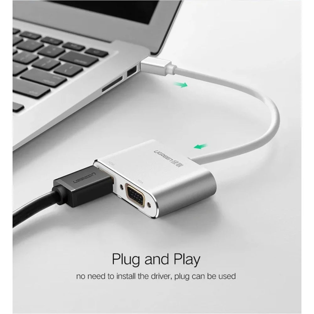 UGREEN Thunderbolt 2.0 4K Mini Display Port Male to VGA + HDMI Female Converter