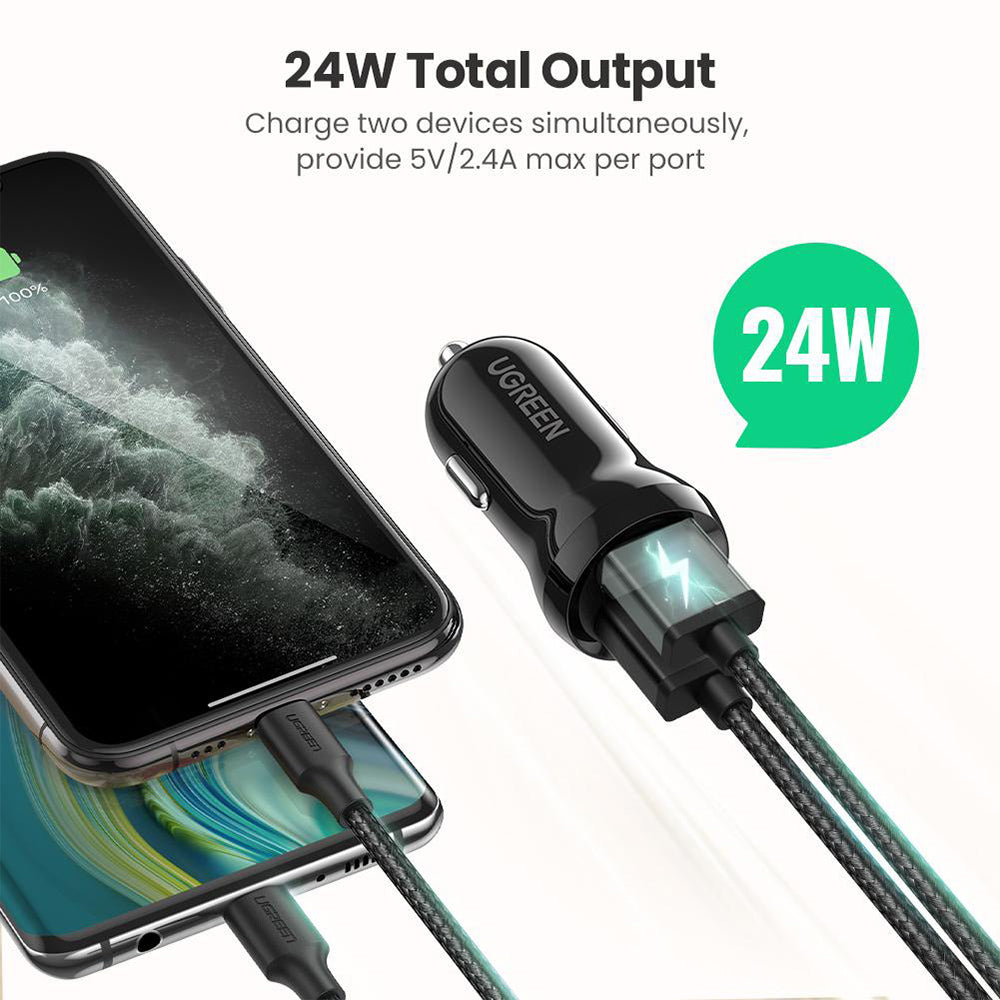 UGREEN 24W Dual USB Fast Car Charger