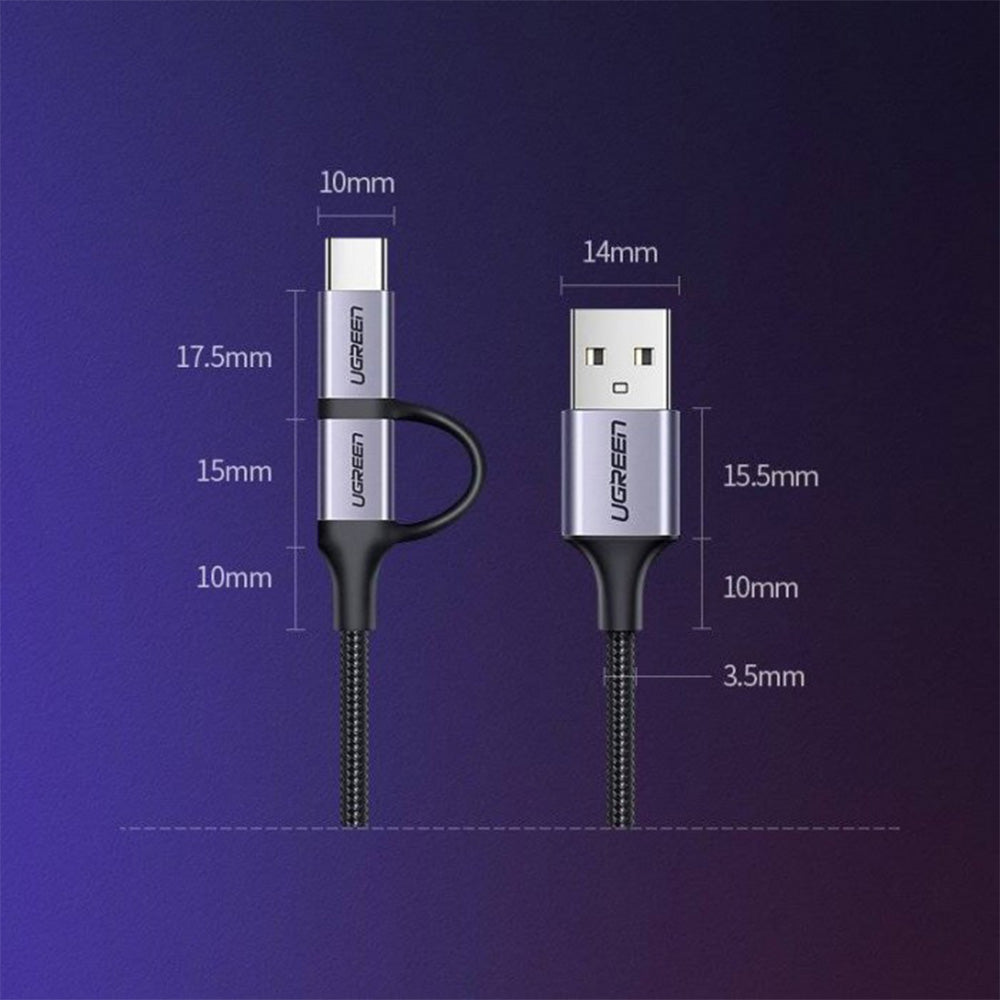 UGREEN USB To 2 In 1 Micro USB + USB-C