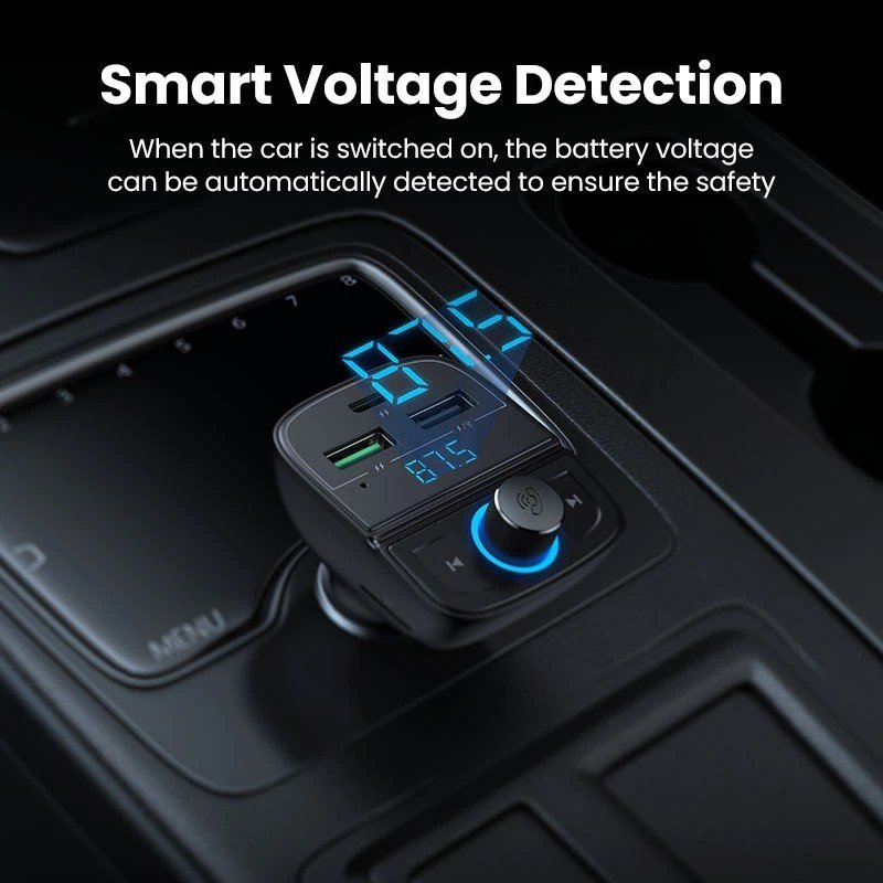 UGREEN 31.5W PD Fast Car Charger with FM & Bluetooth Transmitter + USB MP3 & TF Slot Reader - CD229 8091