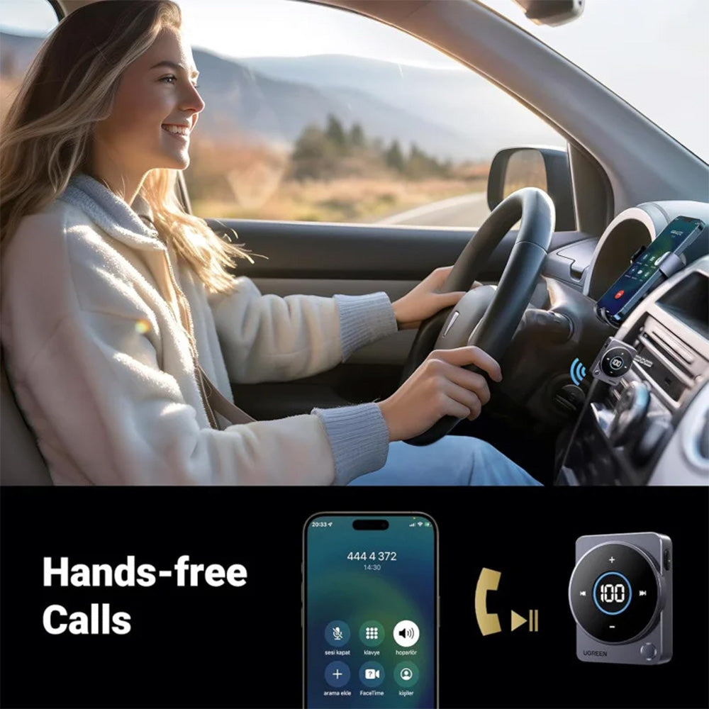 UGREEN 5.4 Bluetooth Car Adapter — Wireless AUX Receiver with Noise Cancellation - CM724 35003