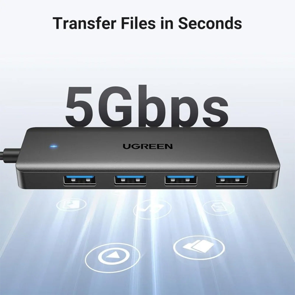 UGREEN USB 3.0 to 4- Port USB 3.0 Hub, with Power Port - 1M