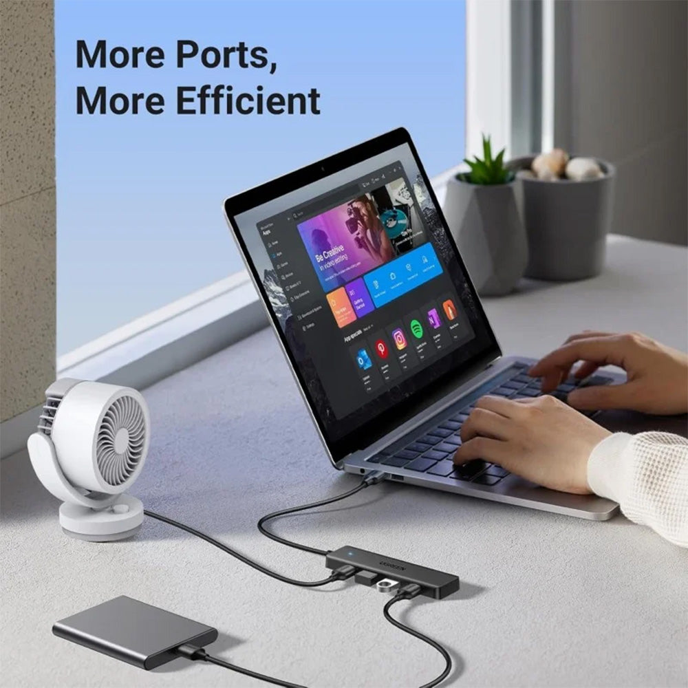 UGREEN USB 3.0 to 4- Port USB 3.0 Hub, with Power Port - 1M