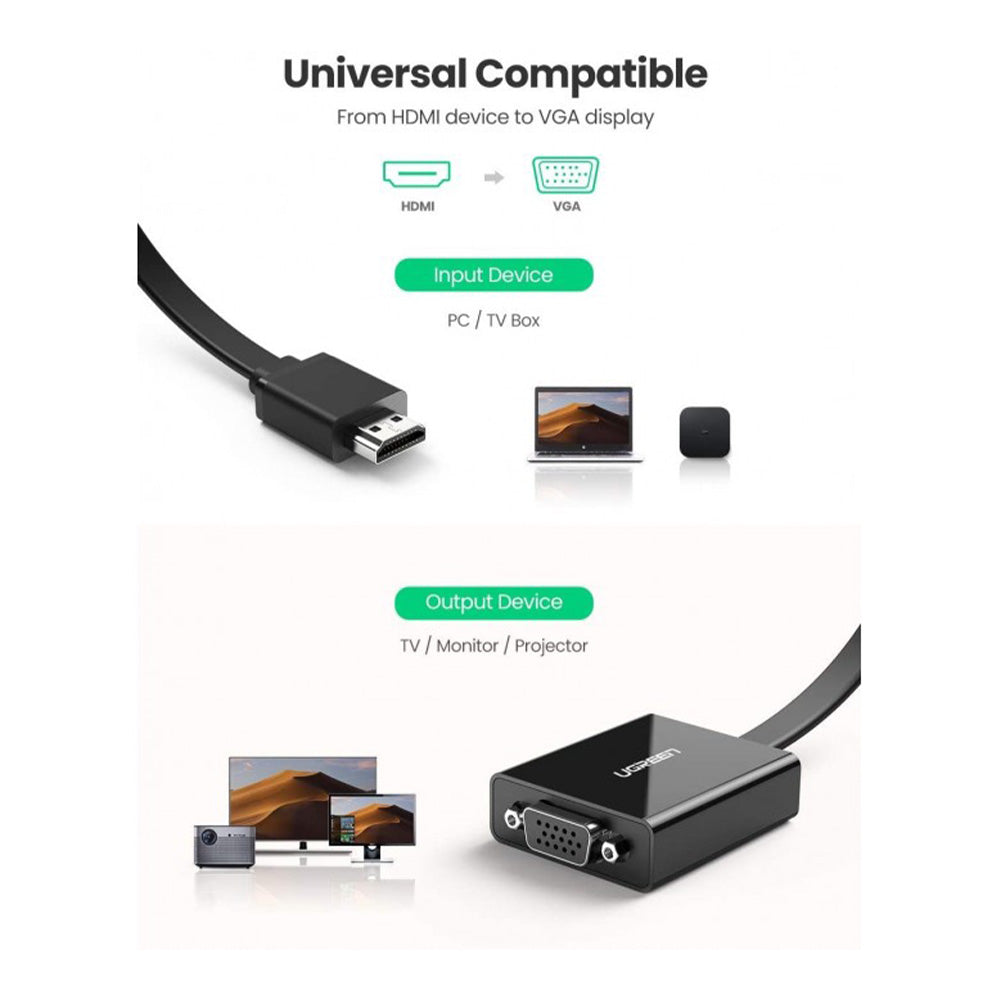 UGREEN HDMI to VGA Adapter Cable With 3.5mm Audio Full HD | 40248