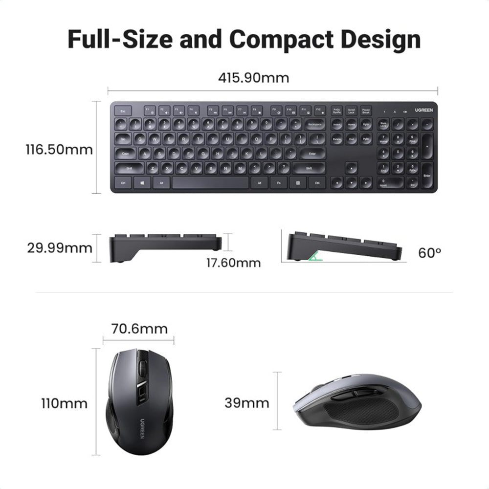 UGREEN Pro 2.4Ghz Wireless Keyboard (En/Ar) And Mouse Combo