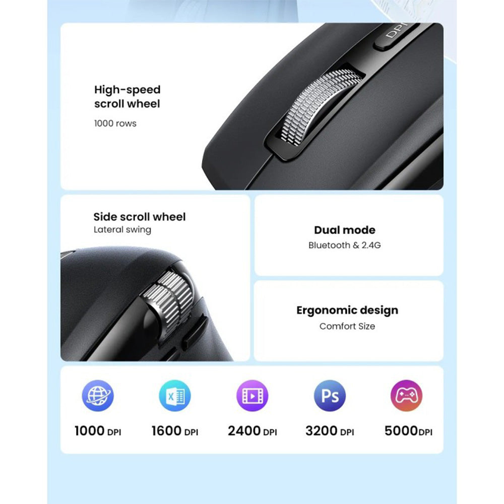 UGREEN Dual Mode Bluetooth & Wireless Mouse Silent Click
