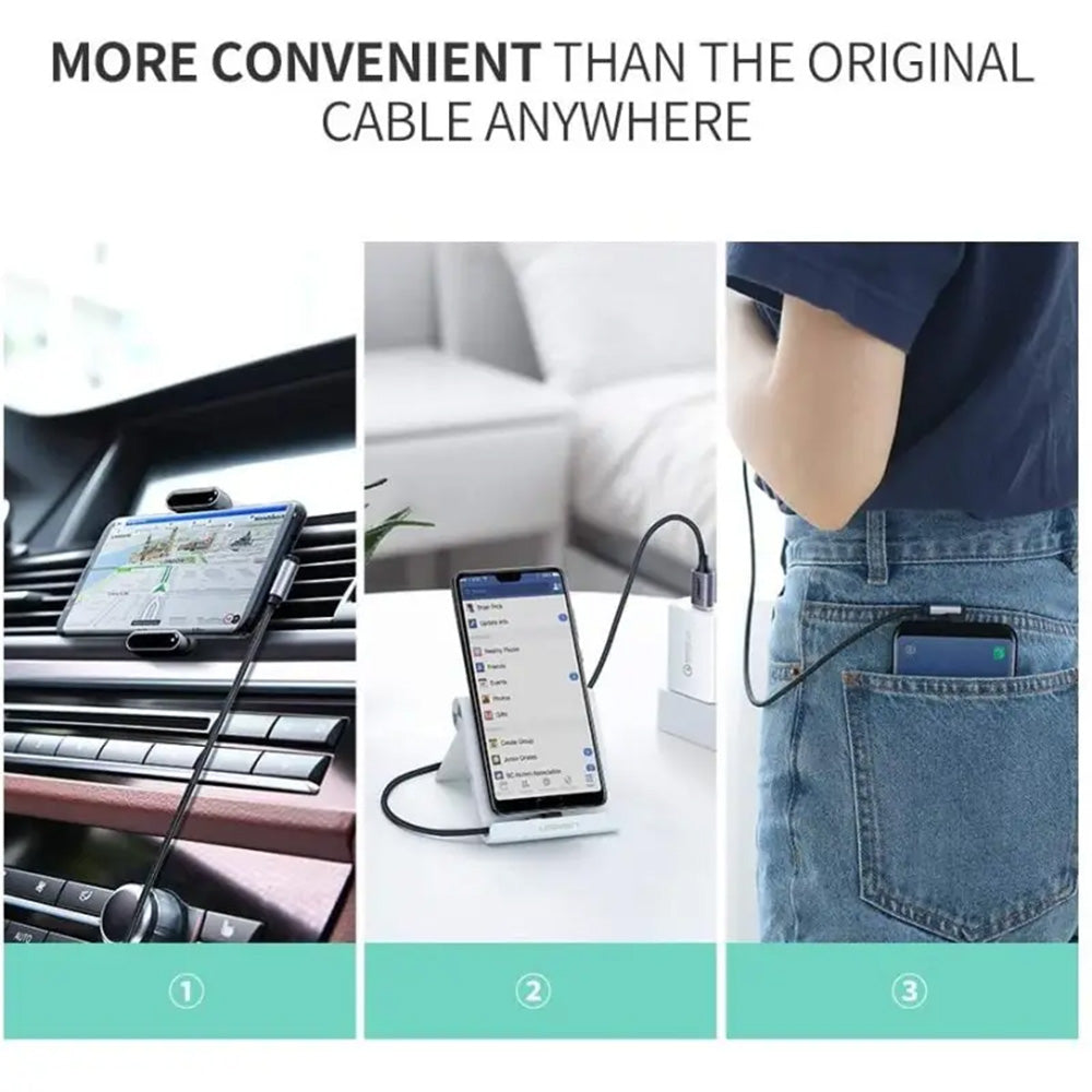 UGREEN USB-A To USB-C Angled 5V/3A Fast Cable - 2m